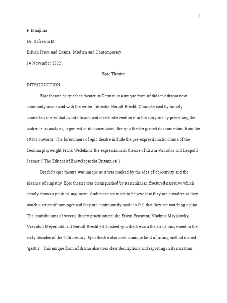 Epic Theatre PDF