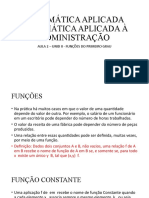 Funções do 1o grau em Matemática Aplicada