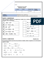 Parte 1: Identificar: Multiplicaciones Algebraicas Aplicar Los Productos Notables en Distintas Situaciones