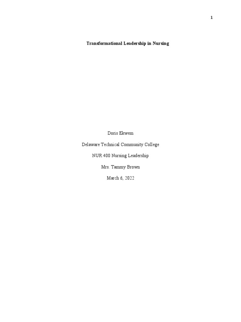 Transformational Leadership in Nursing | PDF | Leadership | Nursing