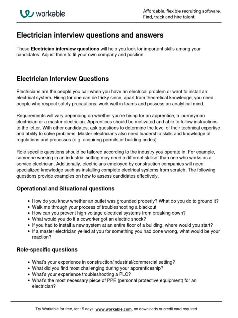 Electrician Interview Questions | PDF