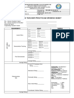 Pre - Service Teacher Practicum Grading Sheet