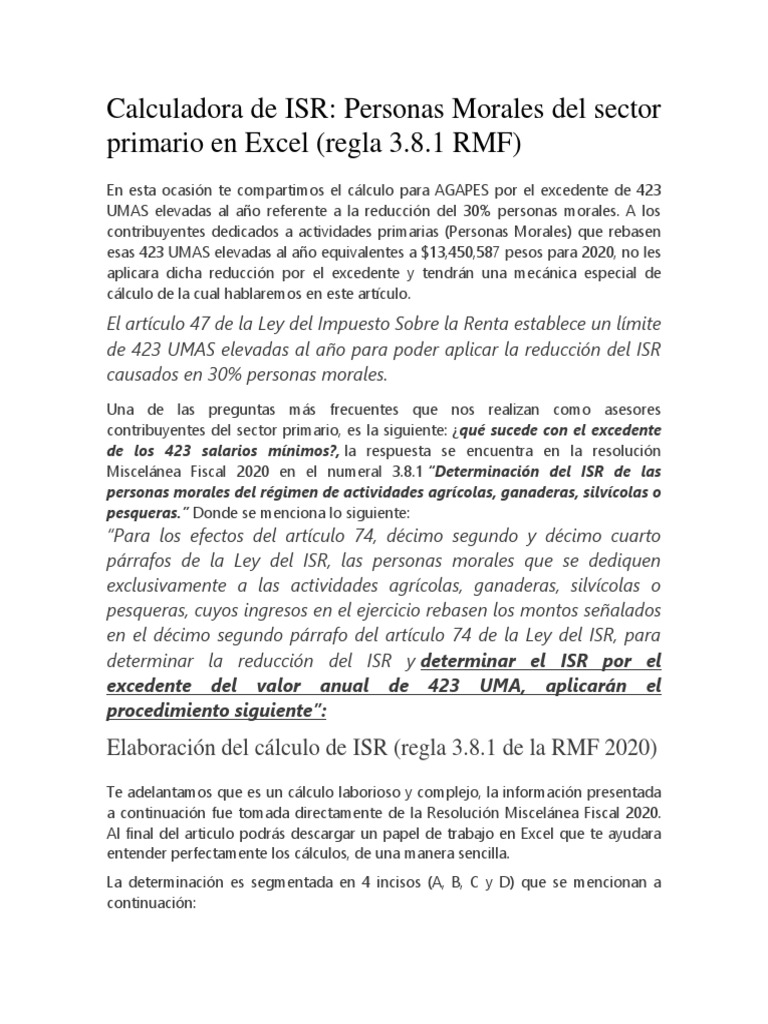 Cálculo ISR Agapes Personas Morales 2025 | PDF | Impuesto sobre la ...