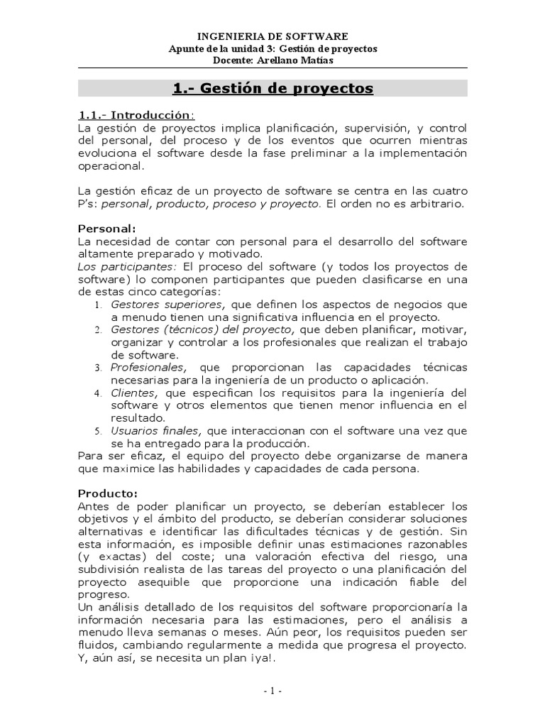 Gestión de Proyectos en Ingeniería de Software | PDF | Software ...