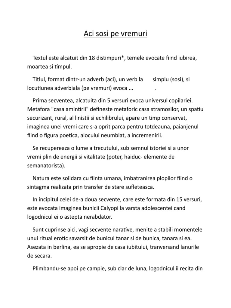 Aci Sosi Pe Vremuri Poezie Aci Sosi Pe Vremuri - Part 2 | PDF