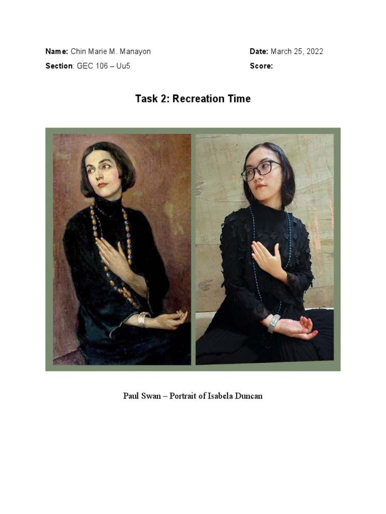 Chin Marie M. Manayon: Recreation Task | PDF