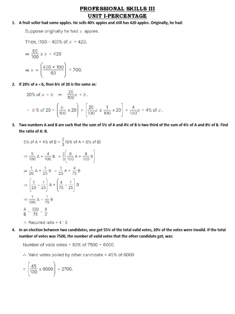 Percentage Problems and Solutions | PDF | Taxes | Prices