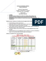 Proyecto Transversal Español-Matemáticas - Ciencias Fecha: Del 18 Al 31 de Enero. Primer Grado