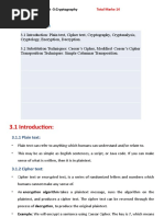 Topics and Sub-Topics: Cryptography