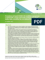 Prevalence of Post COVID-19 Condition Symptoms: A Systematic Review and Meta-Analysis of Cohort Study Data, Stratified by Recruitment Setting