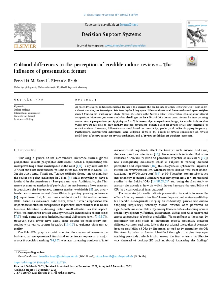 Cultural Differences in The Perception of Credible Online Reviews - The ...