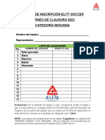 Cedula de Inscripción Elit7 Soccer Torneo de Clausura 2023 Categoría Segunda