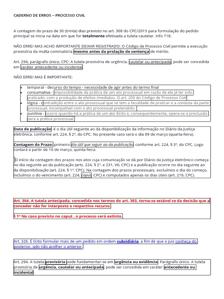Caderno de Erros no Processo Civil | PDF | Sentença (jurídico) | Justiça