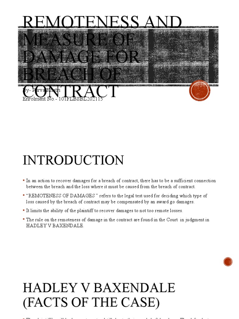 Analysis of the Rule of Remoteness of Damages in Breach of Contract