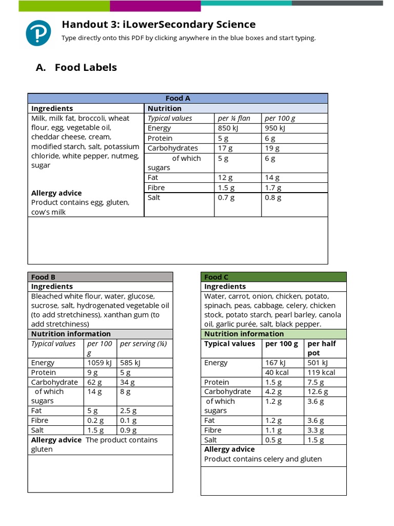 Handout+3+iLowerSecondary+Science | PDF | Carbohydrates | Foods