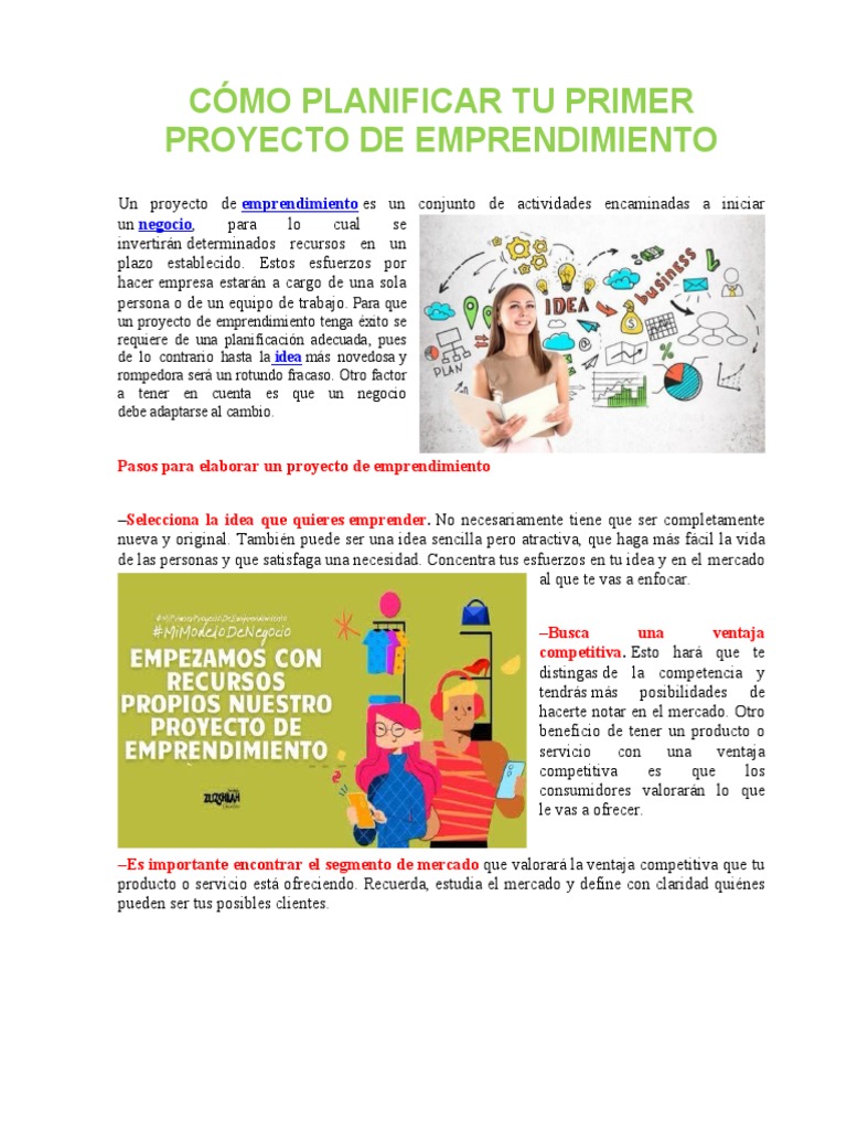Cómo Planificar Tu Primer Proyecto de Emprendimiento | PDF | Iniciativa ...