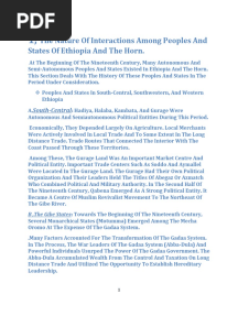 The Nature of Interactions Among Peoples and States of Ethiopia and The Horn