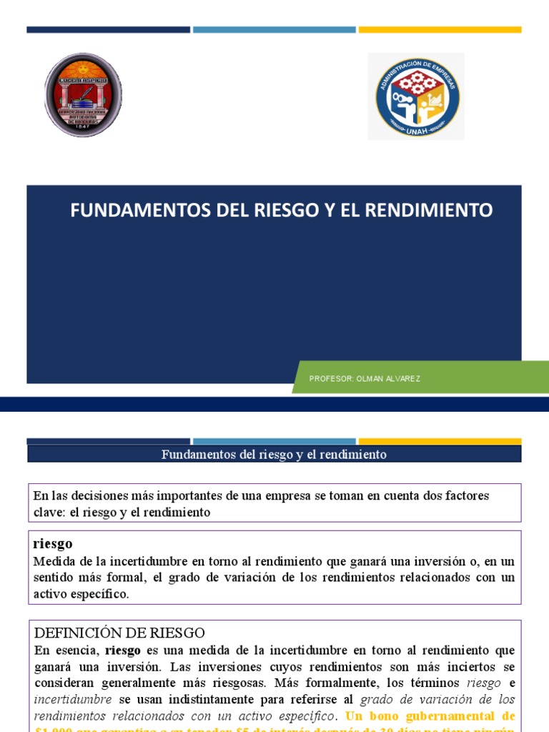 Riesgo y Rendimiento en Inversiones | PDF | Compartir (Finanzas ...