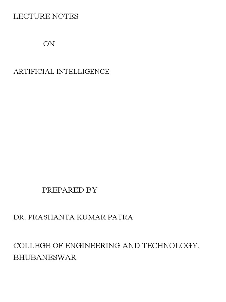 Lecture notes on artificial intelligence pdf artificial