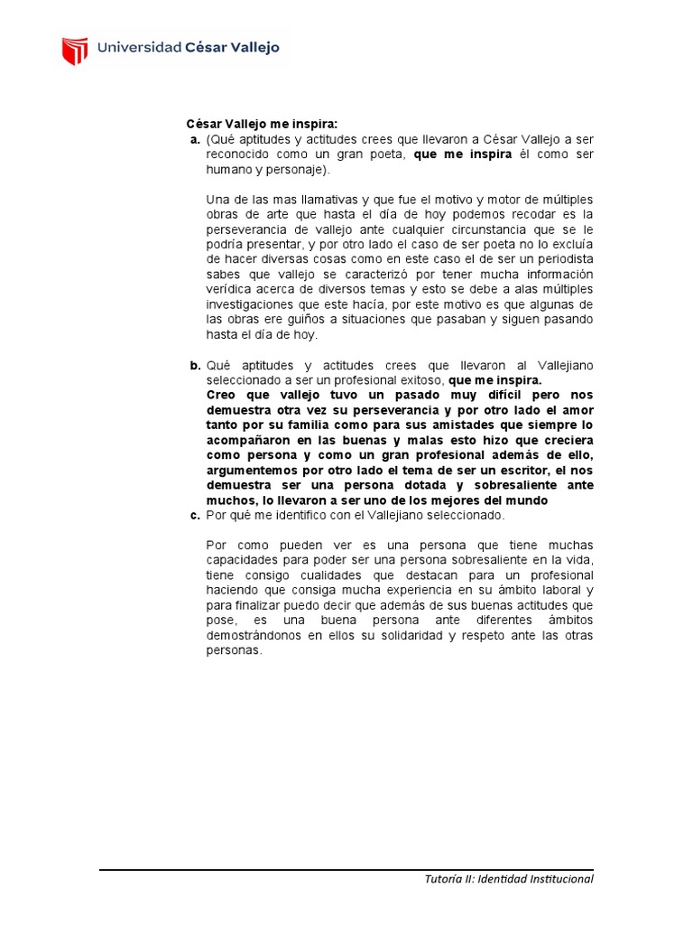 Cesar Vallejo Me Inspira | PDF