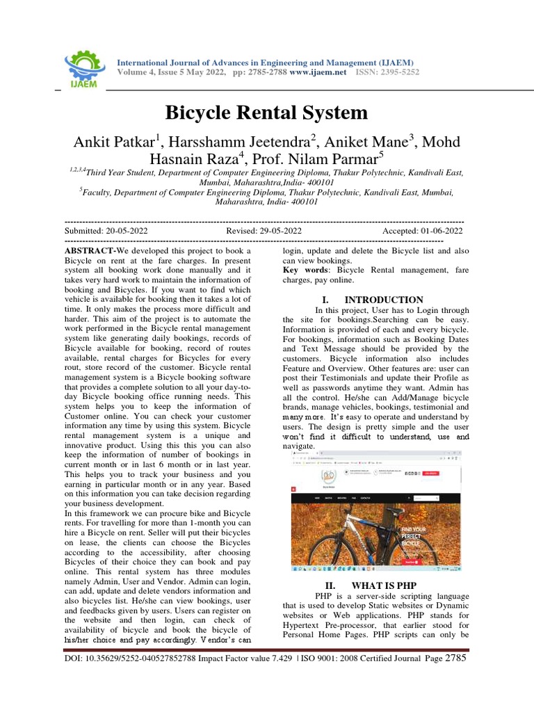 Bike Rental System | PDF | My Sql | Php