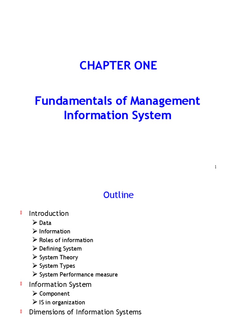 Ch-1 Fundamentals of MIS | PDF | System | Information System