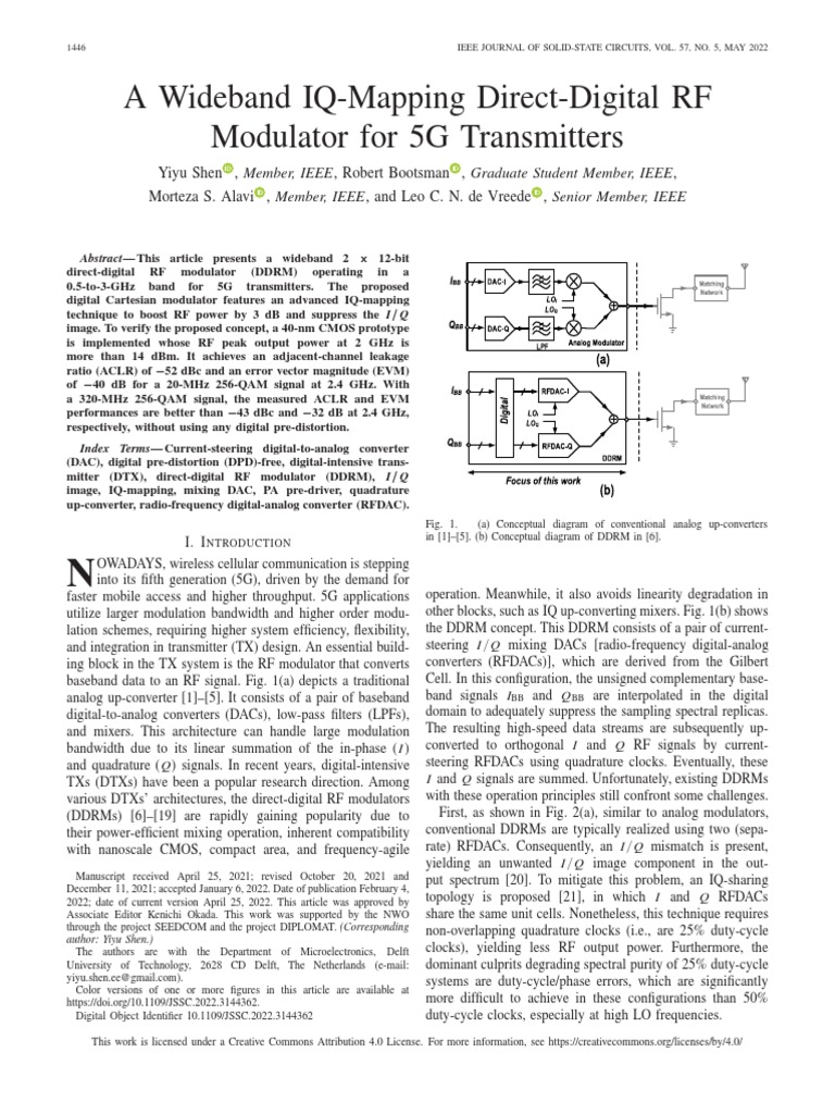A Wideband IQMapping DirectDigital RF Modulator For 5G Transmitters PDF