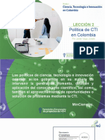 Lección 2 - Política de CTeI en Colombia