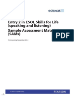 Entry 2 in ESOL Skills For Life (Speaking and Listening) Sample Assessment Materials (SAMs)