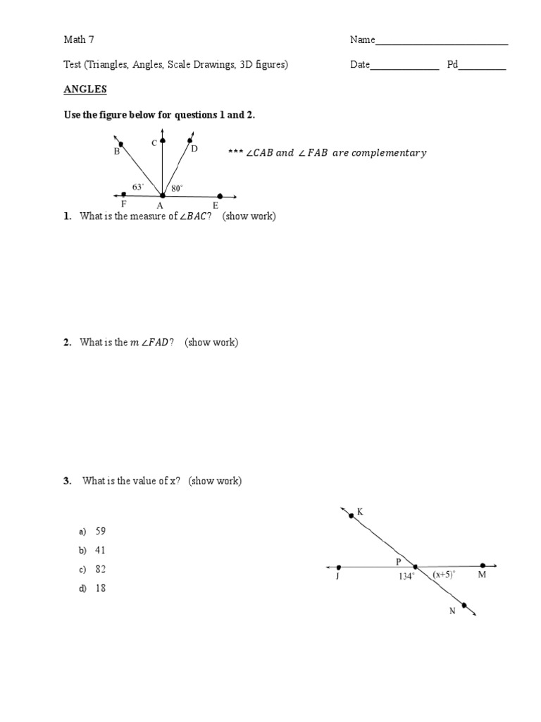 Test Triangles Angles Scale 3d PDF Triangle Angle