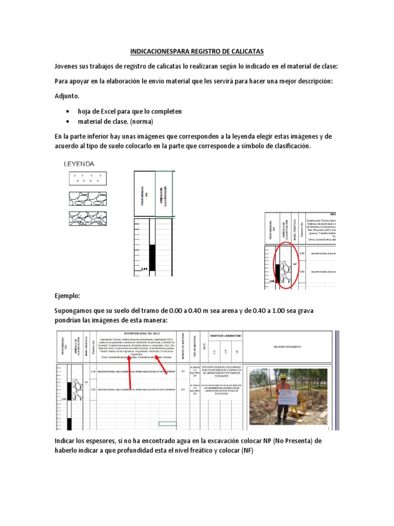 Guía para Registro de Calicatas | PDF