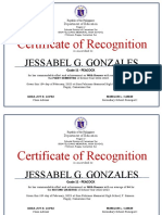Certificate of Recognition: Jessabel G. Gonzales