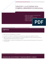 Análisis de La Ocupacion Y La Actividad: Una Forma de Pensar Sobre El Desempeño Ocupacional