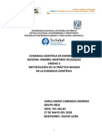 Evidencia Científica en Enfermería Asesora: Maribel Martinez Velazquez Unidad 3 Metodología de La Práctica Basada en La Evidencia Científica