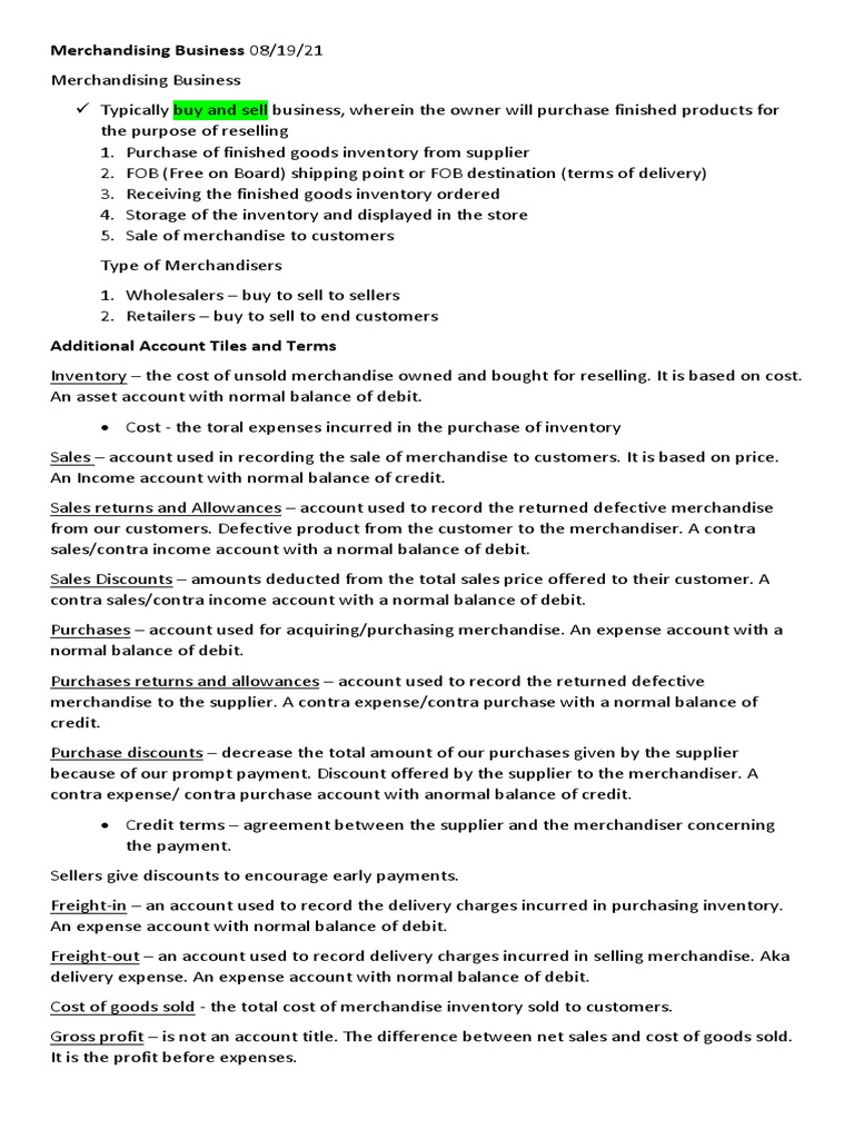 Merchandising Accounting Essentials | PDF