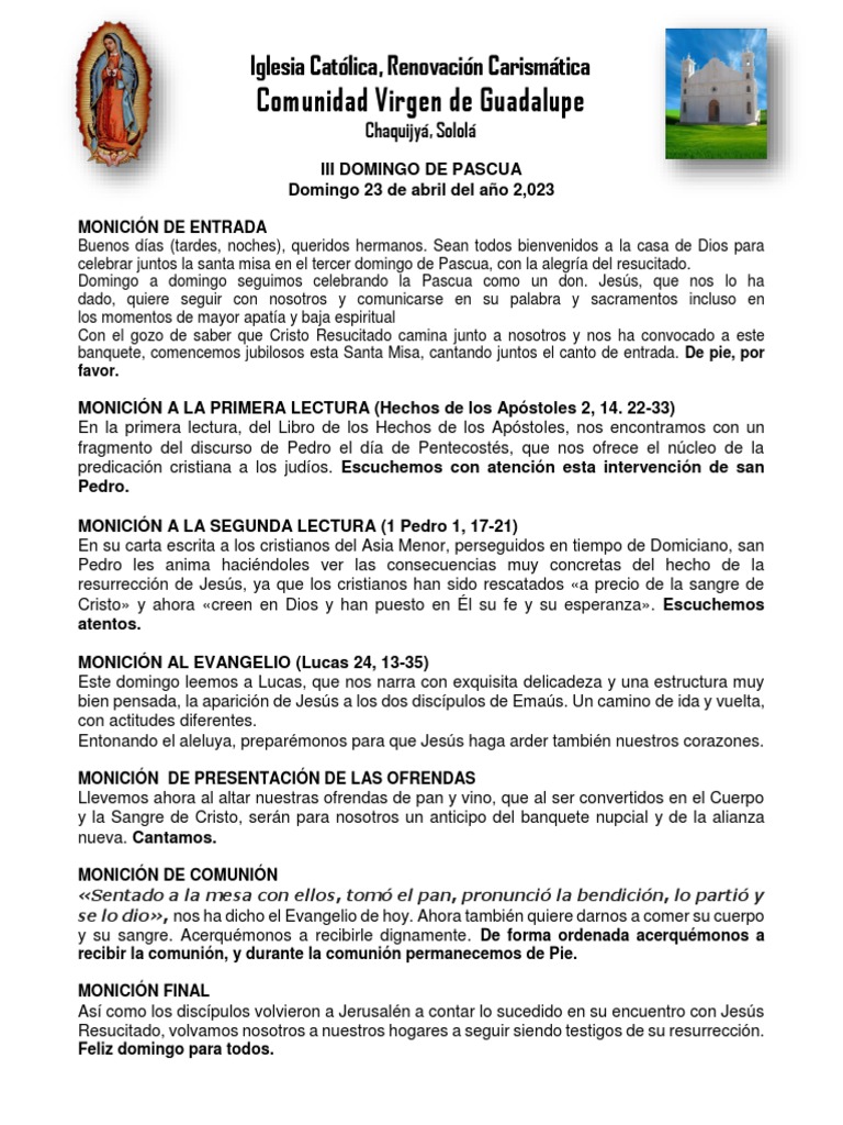 Misa Carismática: III Domingo de Pascua | PDF | Misa (liturgia) | La ...
