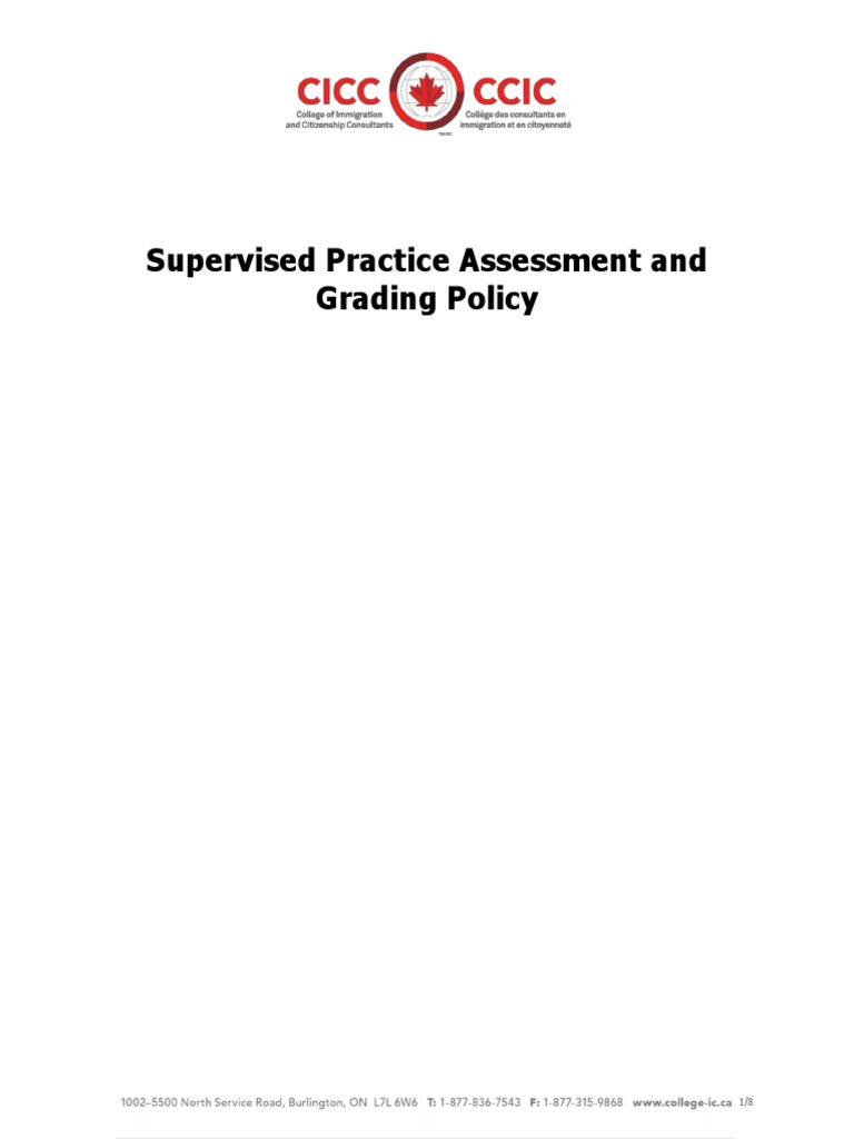 Supervised Practice Assessment and Grading Policy (NEW) | PDF ...
