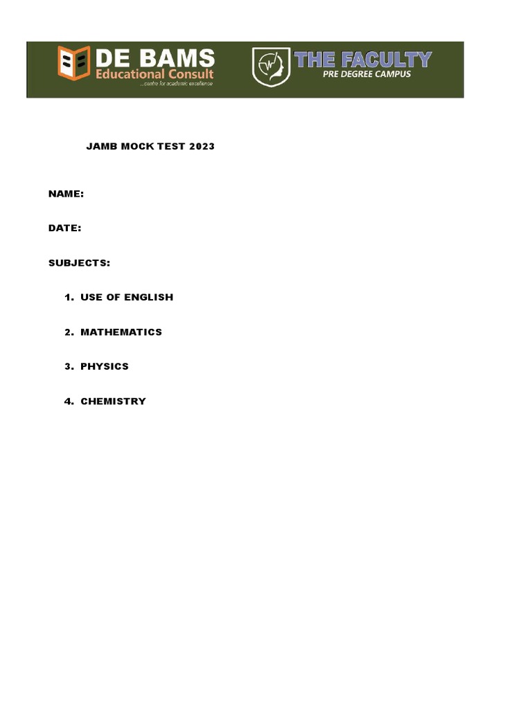 Jamb Mock Science With Maths PDF