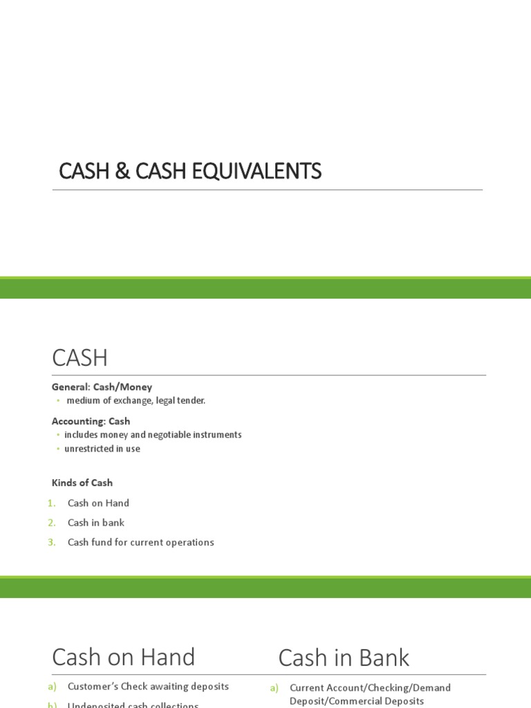 1 Cash and Cash Equivalents PDF Cash Money