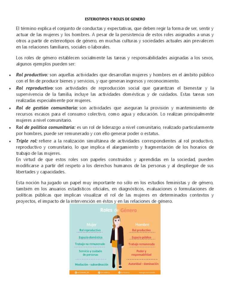 Estereotipos y roles de género: definición y tipos | PDF