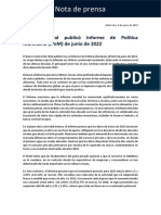 Nota de Prensa: Banco Central Publicó Informe de Política Monetaria (Ipom) de Junio de 2022