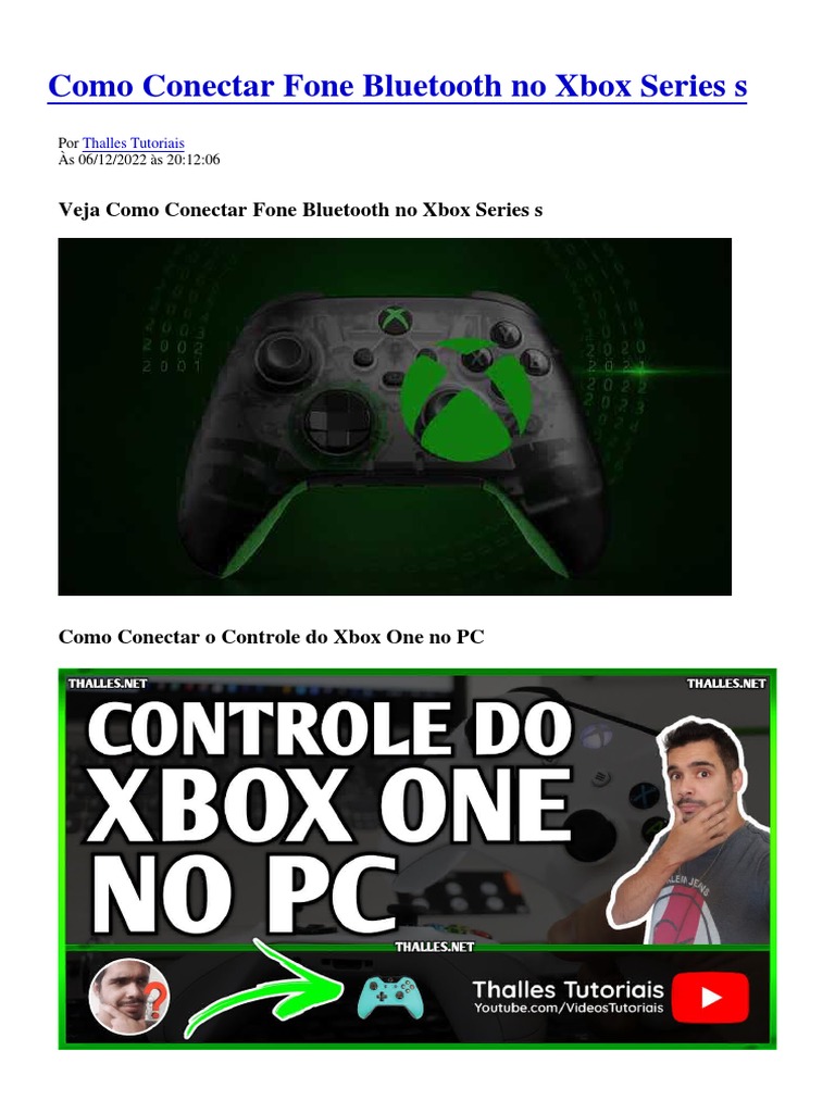 Como Conectar Fone Bluetooth No Xbox Series S PDF Bluetooth Disco de estado sólido