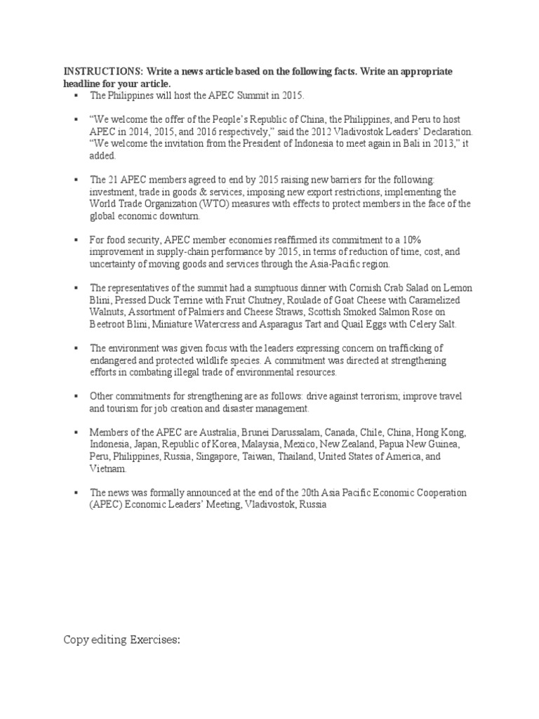 Copy Reading Exercises | PDF | Economies