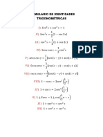 Formulario de Identidades Trigonométricas