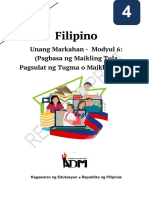 Fil4 - Q1 - Mod6 - Pagbasangmaiklingtulapagsulat NG Tugma o Maikling Kuwento - Version5