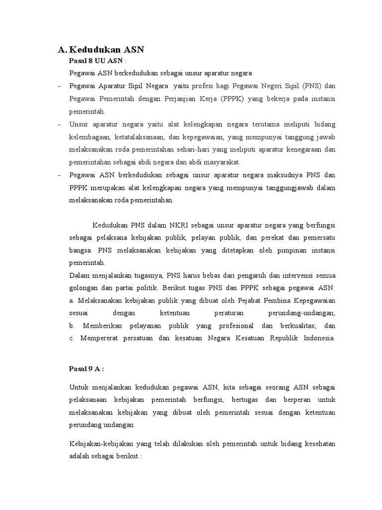 Kedudukan ASN dalam NKRI dan Tugasnya | PDF