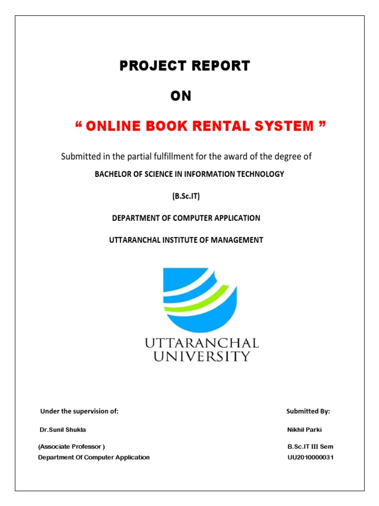 " Online Book Rental System " Project Report ON PDF
