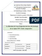 La Filtration de L'eau D'injection Des Bacs Du Stockage de La Région TFT: Étude Comparative