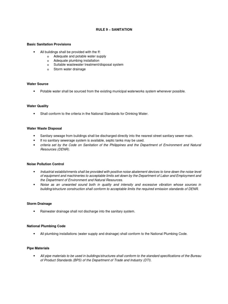 Summarize Notes Rule 9 - 20 | PDF | Stairs | Sanitation