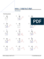 Multiply in Columns - 1 Digit by 2 Digit: Grade 3 Multiplication Worksheet